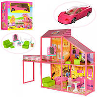 Ігровий будиночок з меблями та машиною для ляльки типу Барбі 99 деталей Машина для Барбі