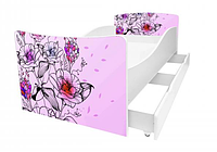 Кровать детская Цветочки Киндер, детская кровать с бортиками