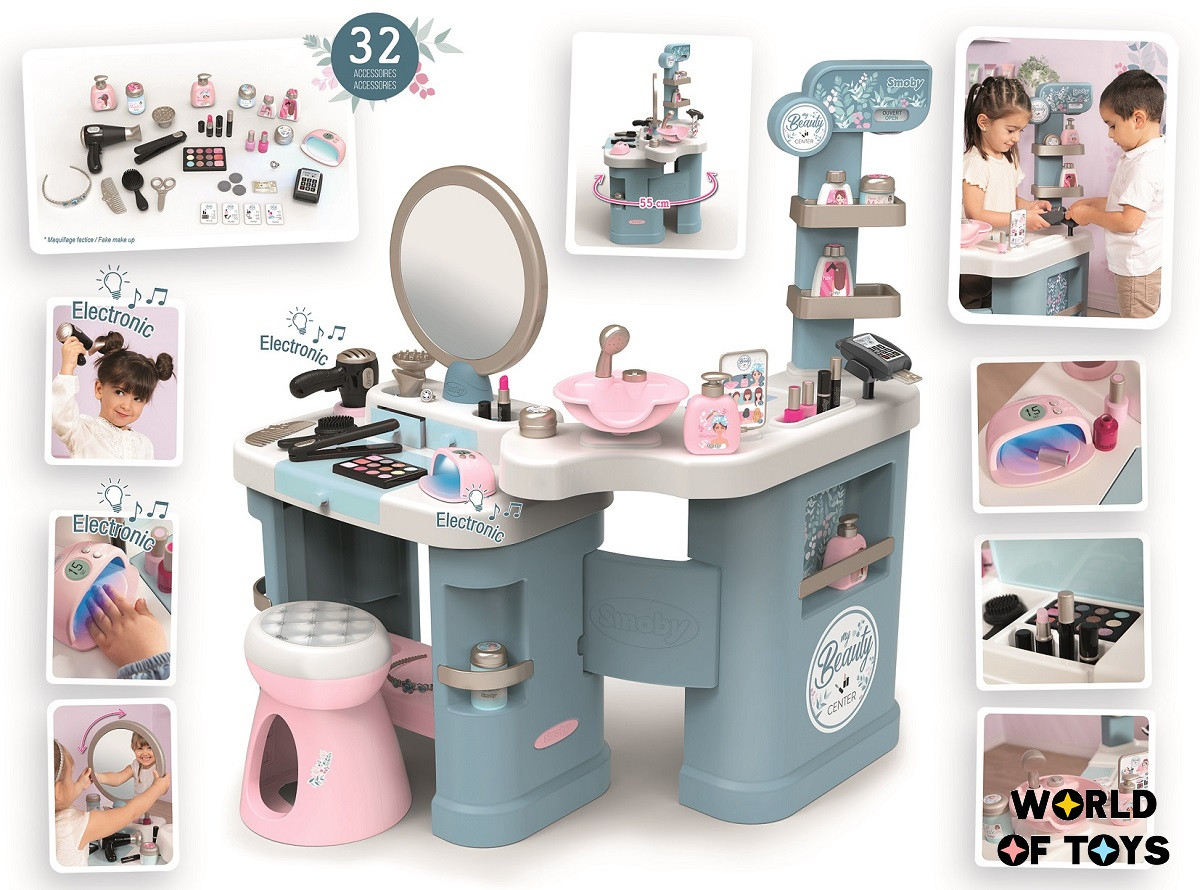 Ігровий набір Smoby Toys "Б'юті-салон" з набором косметики зі звуковими та світловими ефектами 32 аксесуари (320240)