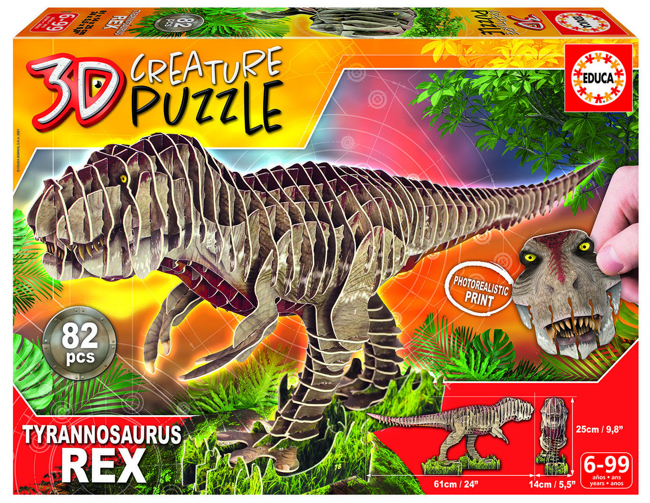 Пазл Educa 3D T-REX 82 елементів, фото 1