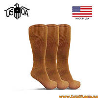 Армійські антибактеріальні трекінгові шкарпетки USOA GI MILITARY BOOT SOCKS для берців США носки для ЗСУ L Койот