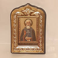 Икона Сергий Радонежский святой преподобный, лик 6х9, в пластиковой черной рамке