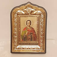Икона Пантелеймон святой великомученик и целитель, лик 6х9, в пластиковой черной рамке