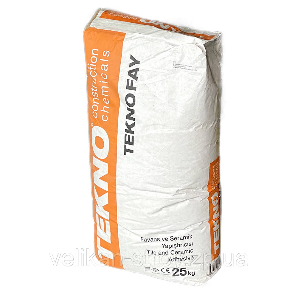 Клей для кераміки та граніту швидкотвердіючий, Teknofay Rapid C1FT (сірий)