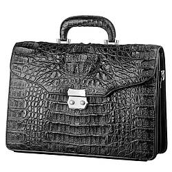 Портфель CROCODILE LEATHER 18048 з натуральної шкіри крокодила Чорний