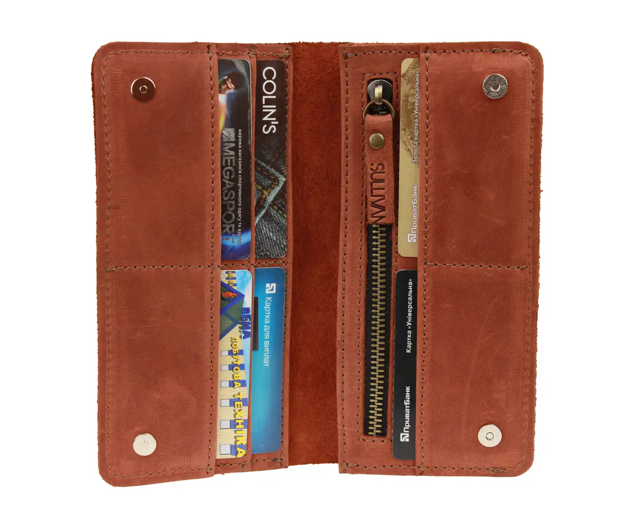 Жіночий великий шкіряний гаманець купюрник з натуральної шкіри світло-коричневий