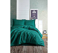 Комплект постельного белья сатин stripe евро 200*220 Cotton Box зеленый