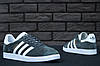 Кросівки чоловічі Adidas Gazelle Grey White Адідас Газель темно-сері з білим Замшові кеди В'єтнам, фото 8
