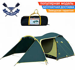 Туристичний двошаровий намет для трьох Grot (V2) намети тримісні Totem (3+1) на 3 входи 490х220х130см кемпінговий намет Трамп Грот