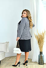 Стильний костюм для великого розміру сірий піджак з сукнею, фото 3