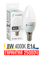 Лампочка 8 Вт світлодіодна свічка Z-light 8W E14 4000K [ZL13708144]