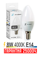 Лампочка 8 Вт светодиодная свеча Z-light 8W E14 4000K [ZL13708144]