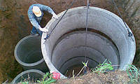 Установка бетонного септика канализации