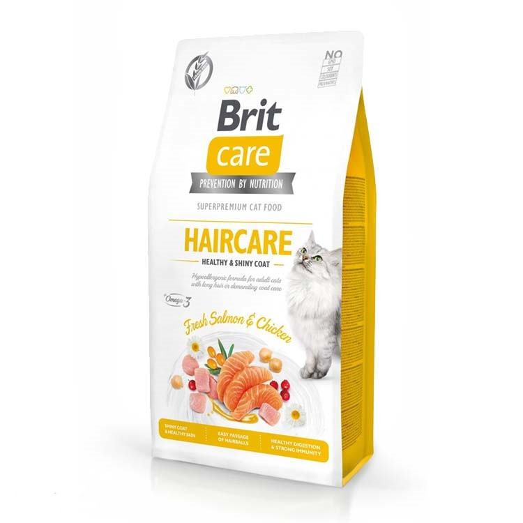 Brit Care GF Haircare Healthy Shiny Coat для кішок з куркою та лососем 400 г
