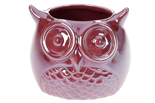 Ваза керамічна Сова 10*11*11.5 см, колір — бордовий перламутр, в пакованні 2 шт. (733-375), фото 1