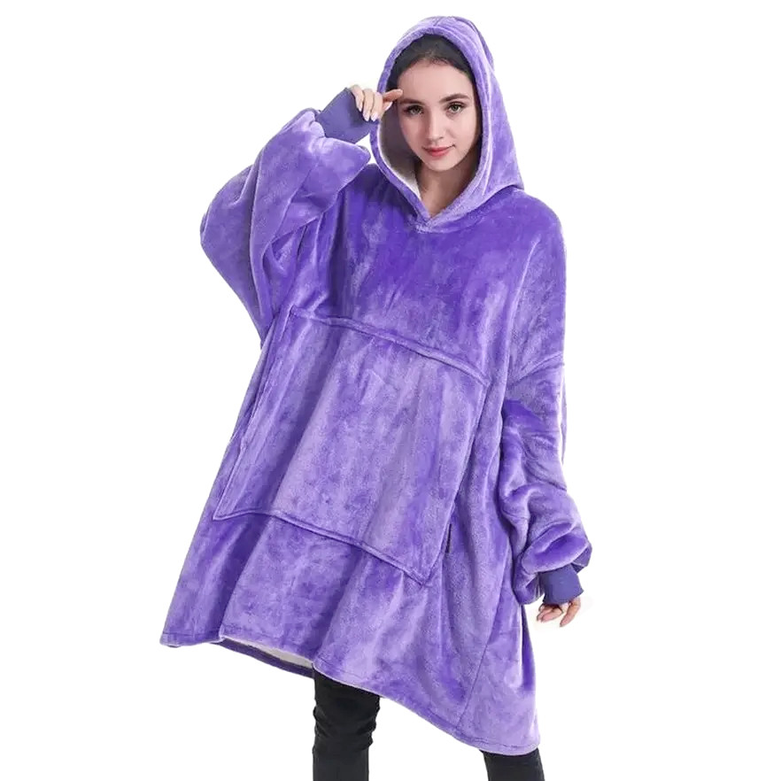 Двостороння толстовка (плед) — халат з капюшоном Huggle Hoodie Фіолетова (4843)