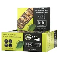 Sweetwell, Keto Bar, кешью, фисташки и молочный шоколад, 10 батончиков по 32 г (1,1 унции) Киев