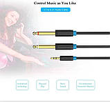 Аудіо кабель Vention 3.5 мм minijack до двох 6.5 мм Jack для мікшера, підсилювача, гітари позолочені контакти 3 м Чорний BACBI, фото 7