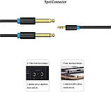 Аудіо кабель Vention 3.5 мм minijack до двох 6.5 мм Jack для мікшера, підсилювача, гітари позолочені контакти 3 м Чорний BACBI, фото 4