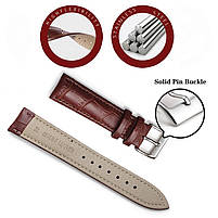 Ремінець шкіряний для годинника 20 мм коричневий, пряжка - срібляста, фото 2