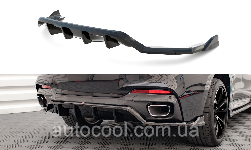Накладка на задній бампер дифузор BMW X6 F16 версія M-pack 2014-2018 р.в. Х6 Ф16