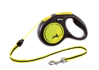 Поводок-рулетка Flexi New Neon трос для собак желтый S (5 м; до 12 кг)