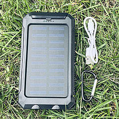 Павербанк на сонячній батареї 20000mAh Solar Power Bank 2USB, з бічним SOS ліхтариком