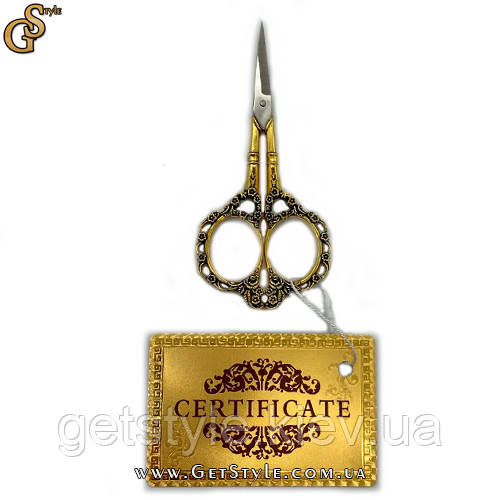 Позолочені вінтажні ножиці Golden Scissors сертифікат, фото 1