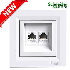 Розетка комп'ютерна 2-а RJ45 кат.5Е "Asfora", (колір білий) EPH4400121