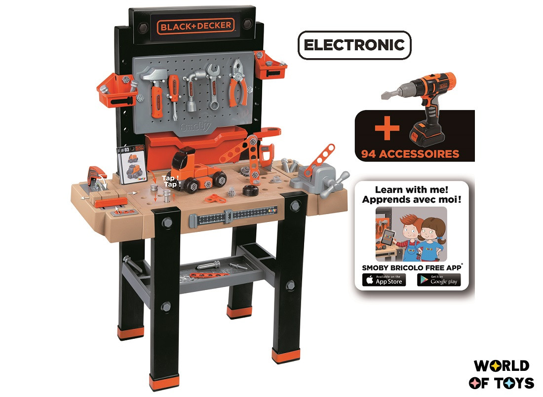 Ігровий набір Smoby Black + Decker Інтерактивна майстерня з аксесуарами (360702)