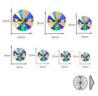 Swaro Пришивные стразы 14мм, форма-Rivoli, цвет Crystal AB