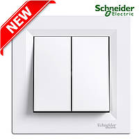 Выключатель кнопочный двухклавишный Schneider Electric Asfora белый EPH1100121