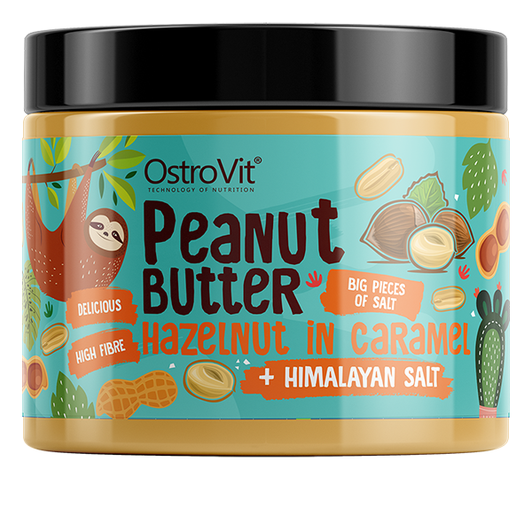 Арахісова паста Peanut Butter Crunchy Hazelnut in Caramel + Himalayan Salt OstroVit 500 г