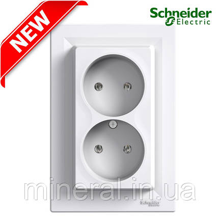 Розетка подвійна Schneider Electric Asfora без заземлення білий EPH9700121, фото 1