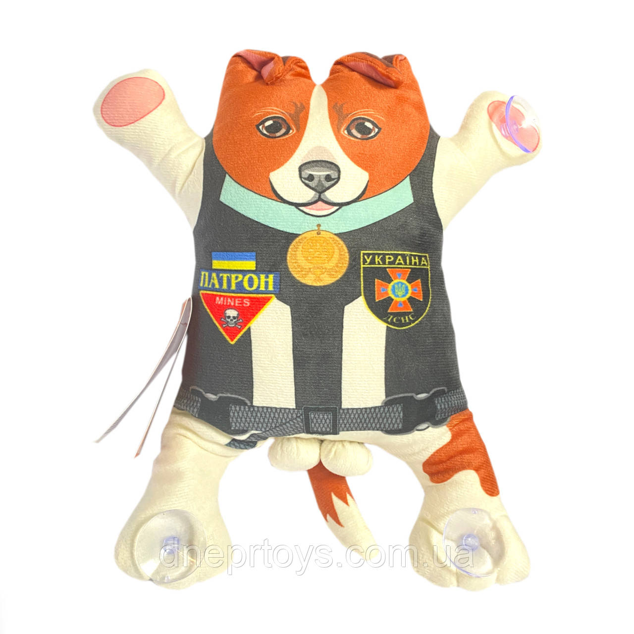 М`яка іграшка собачка Патрон кольоровий на присосках в машину 33*26*9 см (00971-7), фото 1