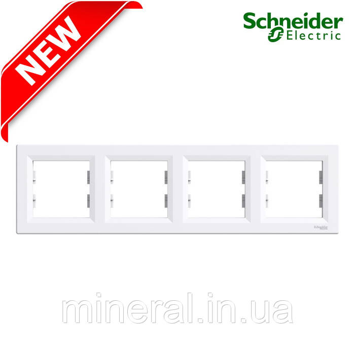 Рамка горизонтальна 4 поста Schneider Electric Asfora білий EPH5800421