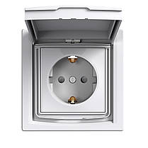 Розетка із заземленням, шторки ip44 з захистом Schneider Electric Asfora кришка біла PH3100321, фото 2