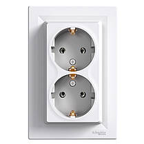 Розетка подвійна Schneider Electric Asfora із заземленням білий EPH9900121, фото 2