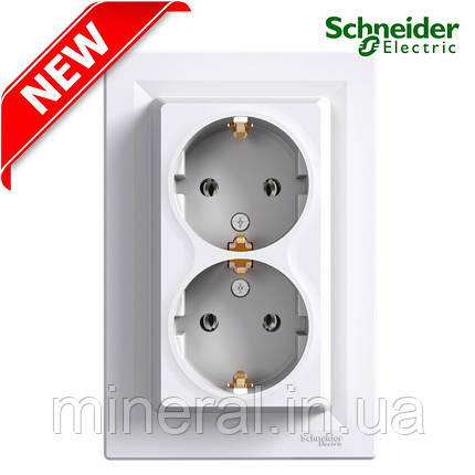 Розетка подвійна Schneider Electric Asfora із заземленням білий EPH9900121, фото 2