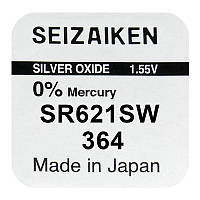 Батарейка часовая серебрянно-цинковая Seiko 364 SR621SW (G1,AG1,164), 1.55V, блистер