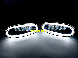 LED Daewoo Lanos Sens з білим габаритом Фари протитуманні світлодіодні метал MRT Деу Ланос Сенс