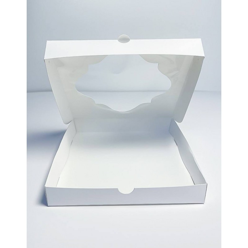 Коробка для печенья белая с фигурным окошком, 150*150*30 - фото 2 - id-p1677840967