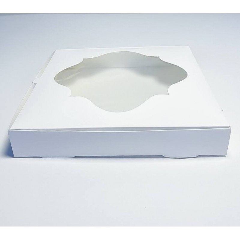 Коробка для печенья белая с фигурным окошком, 150*150*30 - фото 1 - id-p1677840967