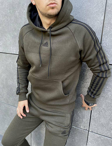 Купить Толстовка мужская зимняя Adidas на флисе черная | Худи мужское с ...