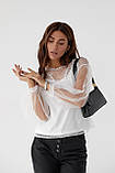 Легка блузка з прозорого фатину Paccio - білий колір, L (є розміри), фото 6