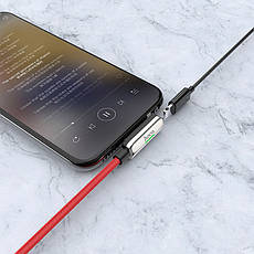 Перехідник (адаптер) Hoco LS28 3в1 2 х Lightning - USB Сріблястий/ Червоний (LS28), фото 4
