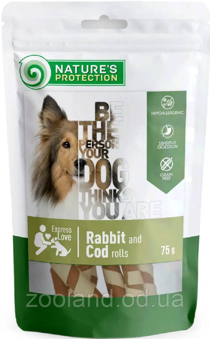 SNK46095 Nature's Protection Snacks For Dogs Роли з кроликом і тріскою, 75 г