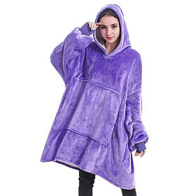 Двостороння толстовка (плед) - халат з капюшоном Huggle Hoodie Фіолетова (4843)
