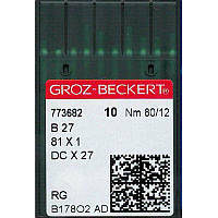 Иглы B27 RG, № 80, GB, (81x1, DCx27, DCx1, MY1023, SY6120), 1 уп.=10 шт.,Groz-Beckert, B27 RG N80, 34407