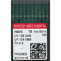 Иглы UY128GAS FFG/SES, № 90, GB, (UY128GBS, 1280, 149x3, 149x31, TVx3), 1 уп.=10 шт.,Groz-Beckert, UY128GAS